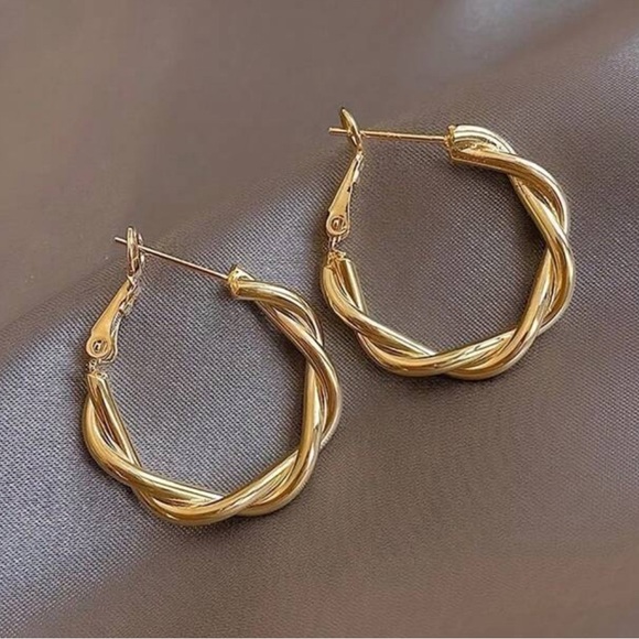 Gold Twist Hoops - Picture 4 of 9